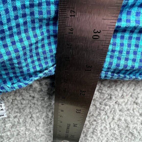 Orvis Men Shirt Medium Blue Gingham 100% Cotton Short Sleeve Button Front Pocket - Picture 8 of 8